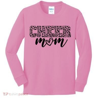 Cheer Mom Cheetah Print Cute Kids Long Sleeve Shirt