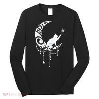 Crescent Moon Cat Star Mystical Celestial Women Girl Long Sleeve Shirt thumb 0
