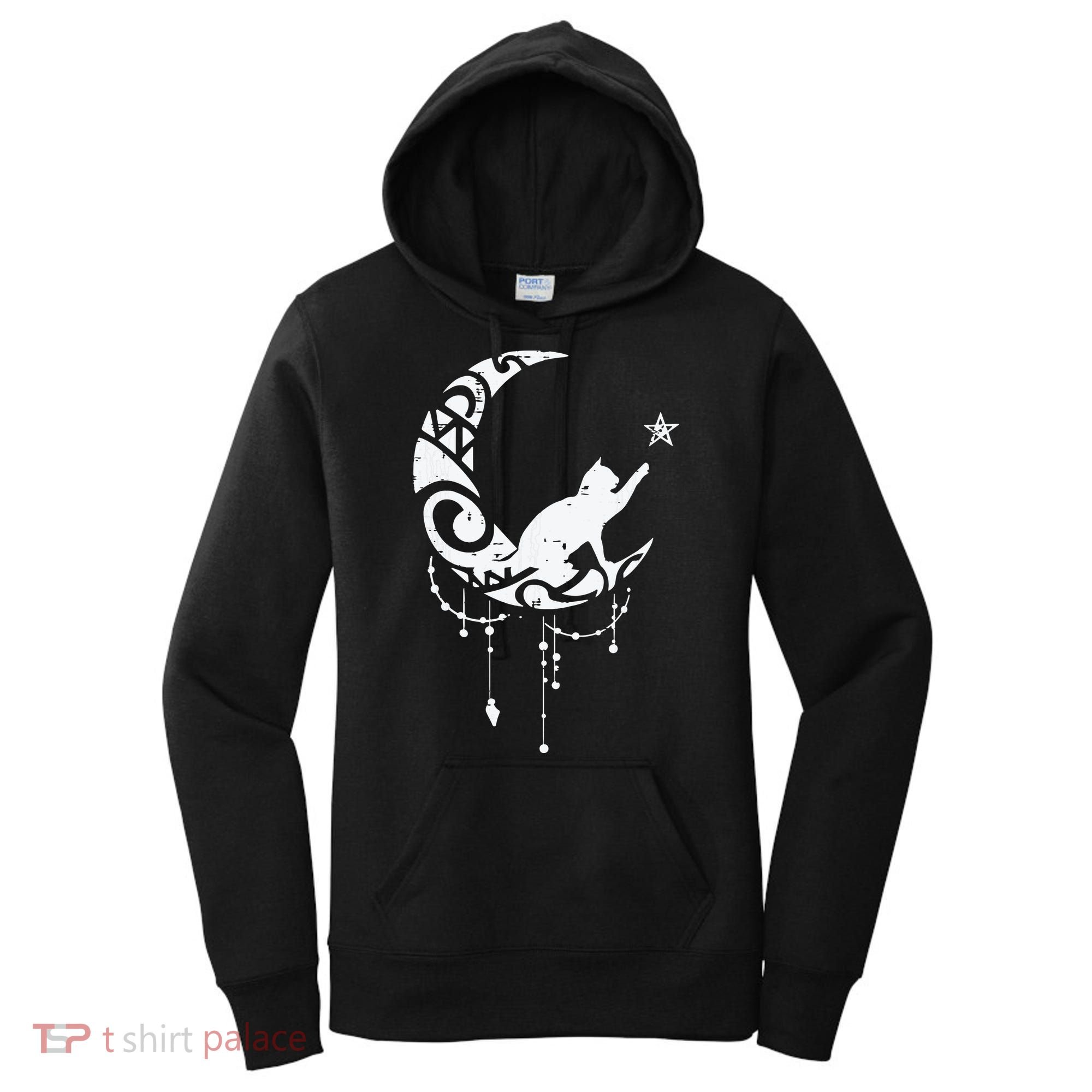Crescent Moon Cat Star Mystical Celestial Women Girl Women's Hoodie