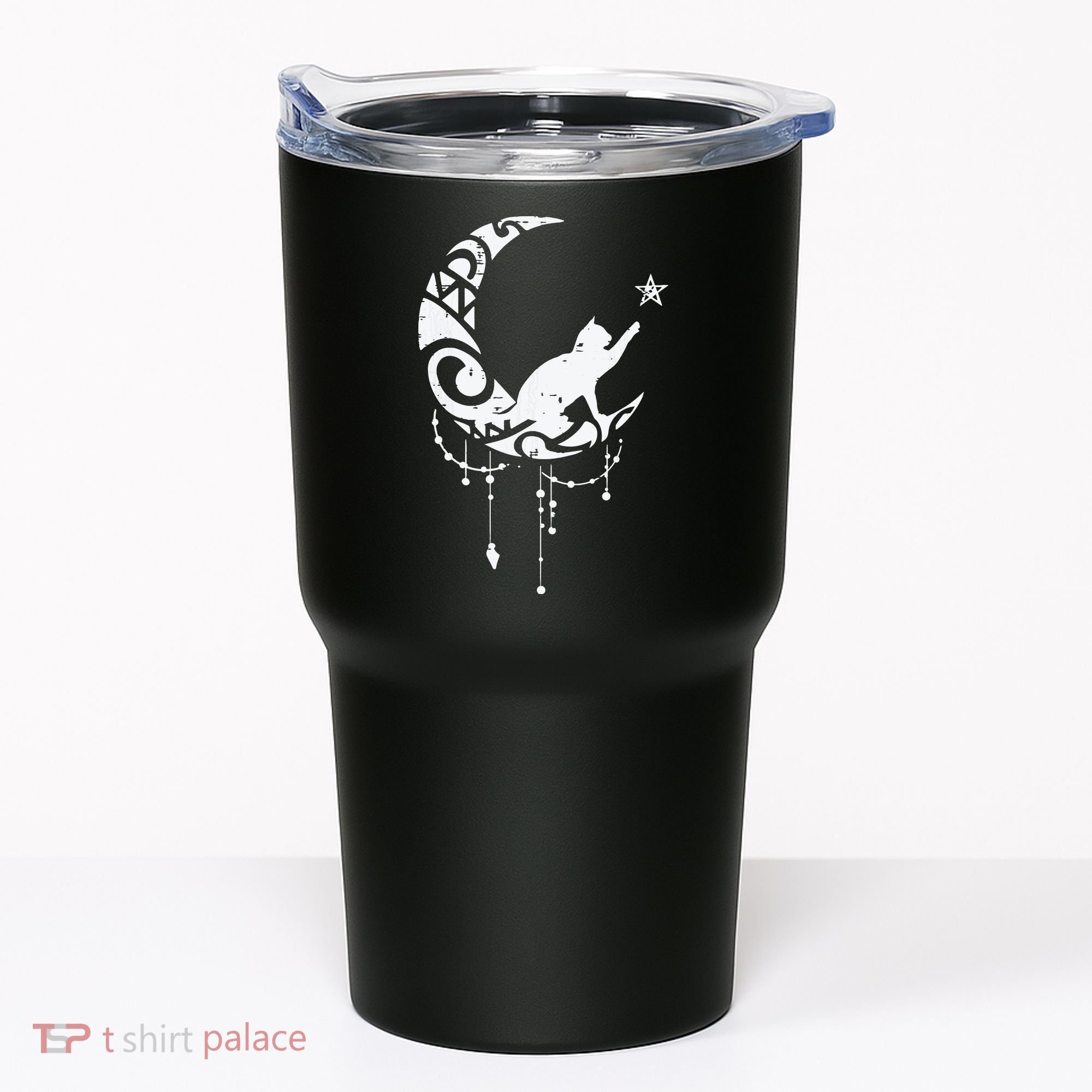 Crescent Moon Cat Star Mystical Celestial Women Girl Tumbler