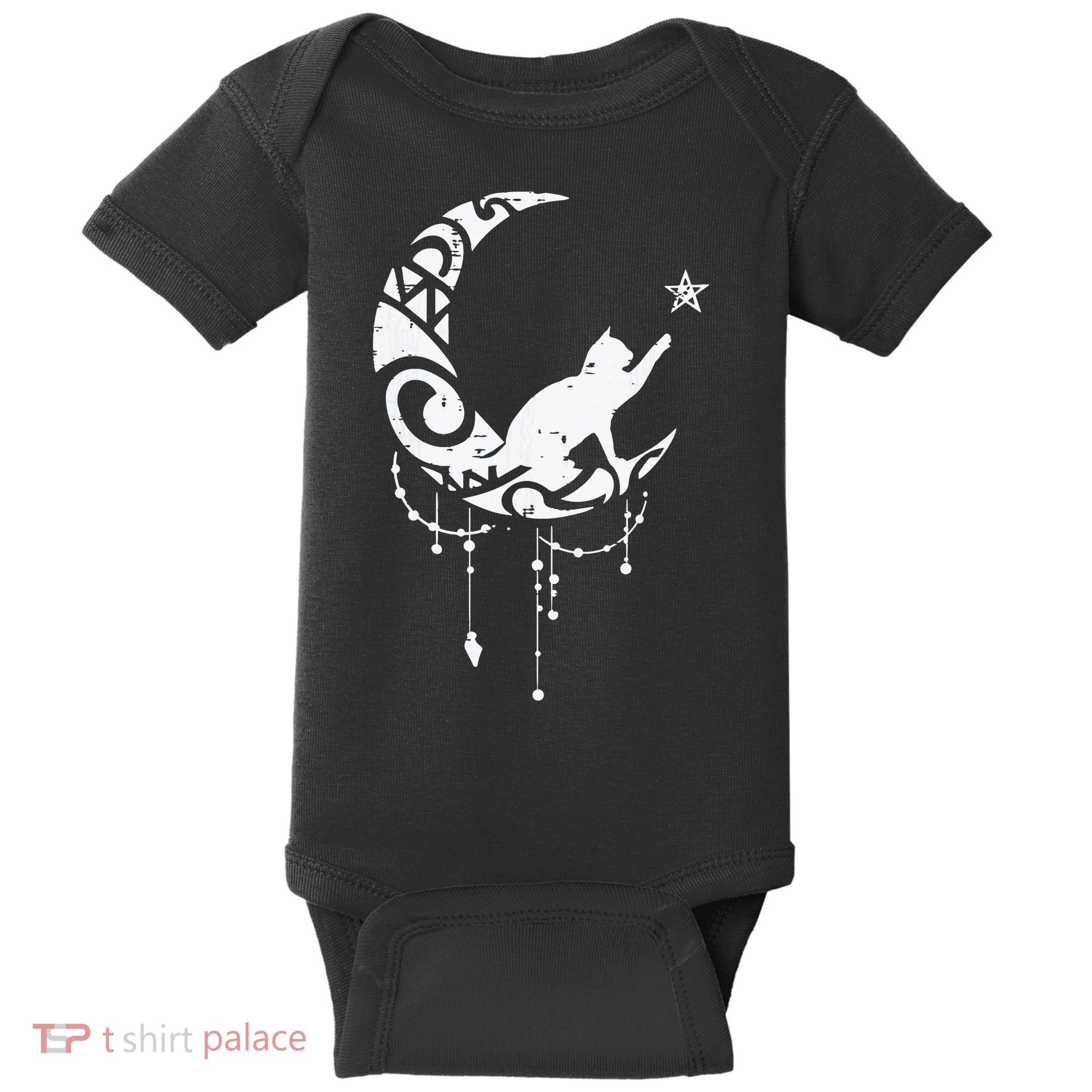 Crescent Moon Cat Star Mystical Celestial Women Girl Baby Bodysuit