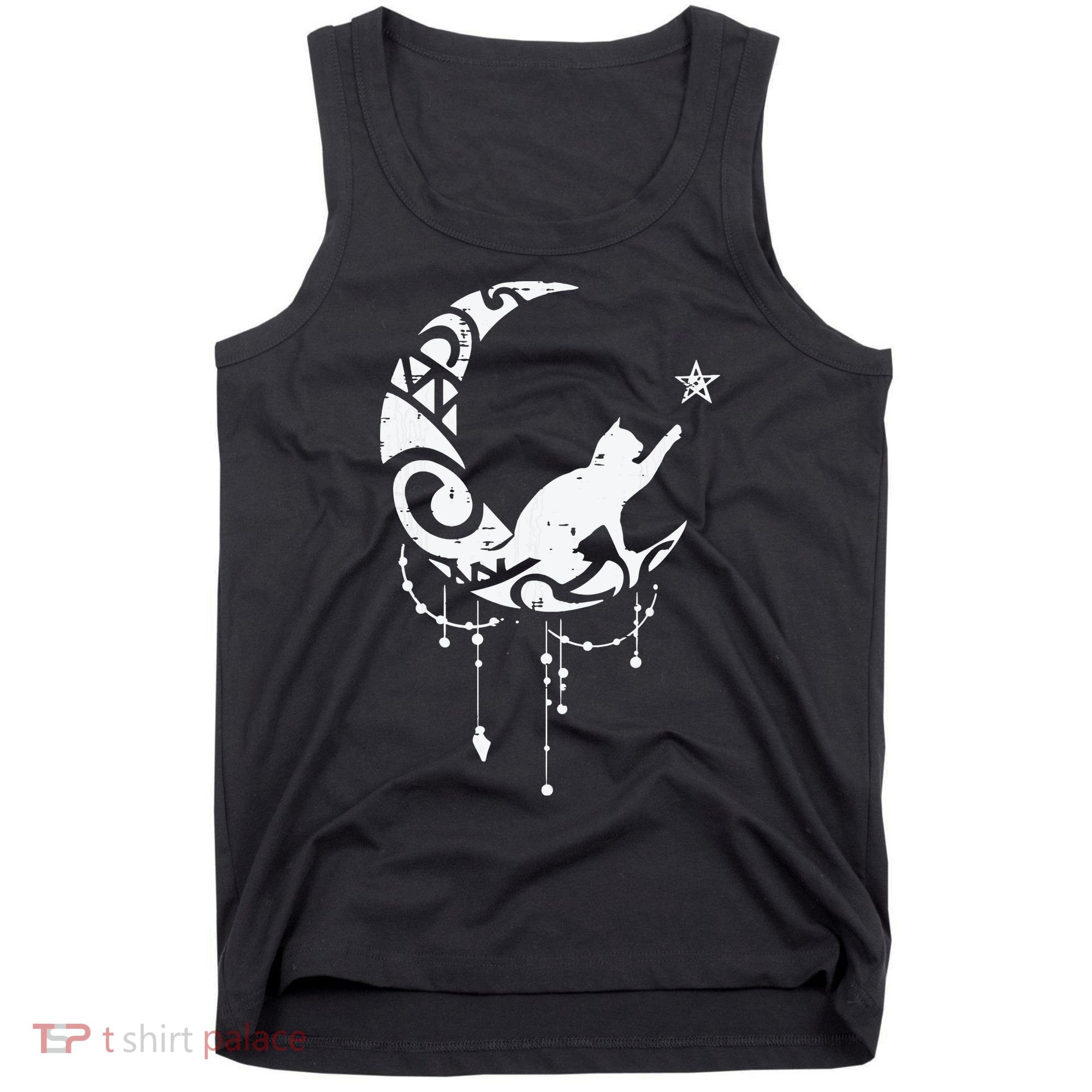 Crescent Moon Cat Star Mystical Celestial Women Girl Tank Top