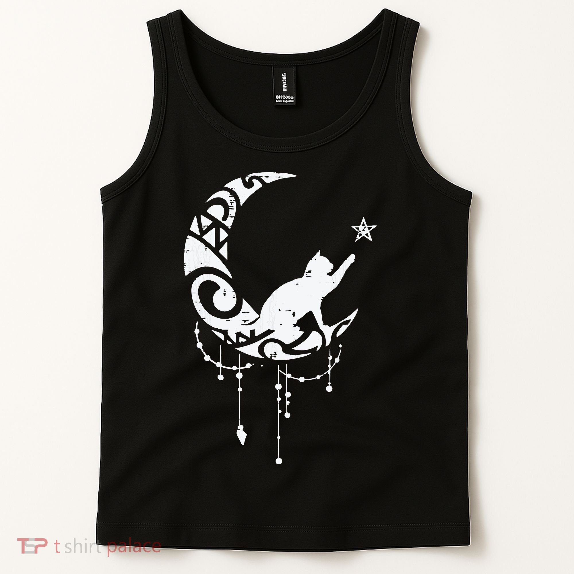 Crescent Moon Cat Star Mystical Celestial Women Girl Tank Top