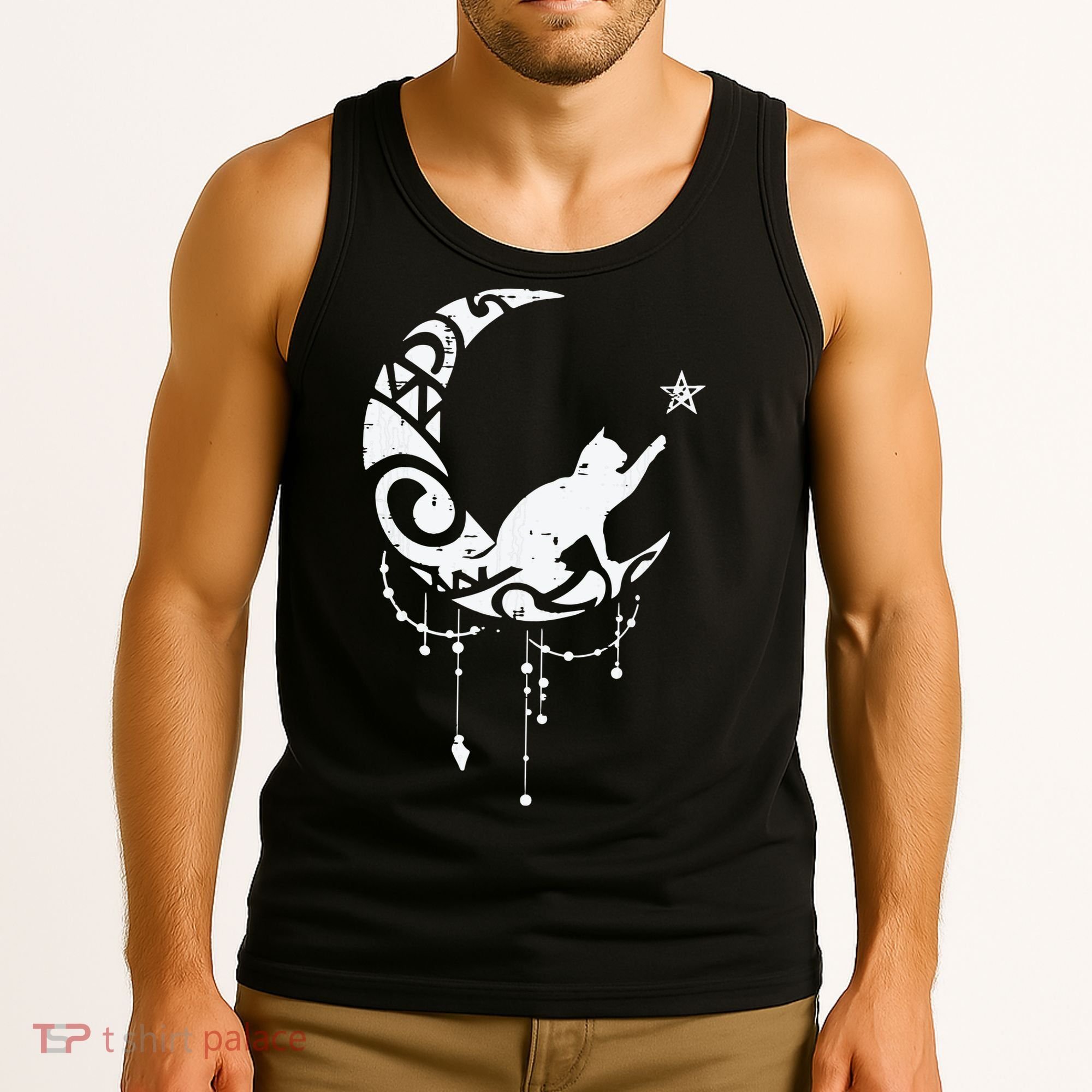 Crescent Moon Cat Star Mystical Celestial Women Girl Tank Top