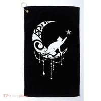 Crescent Moon Cat Star Mystical Celestial Women Girl Golf Towel thumb 0