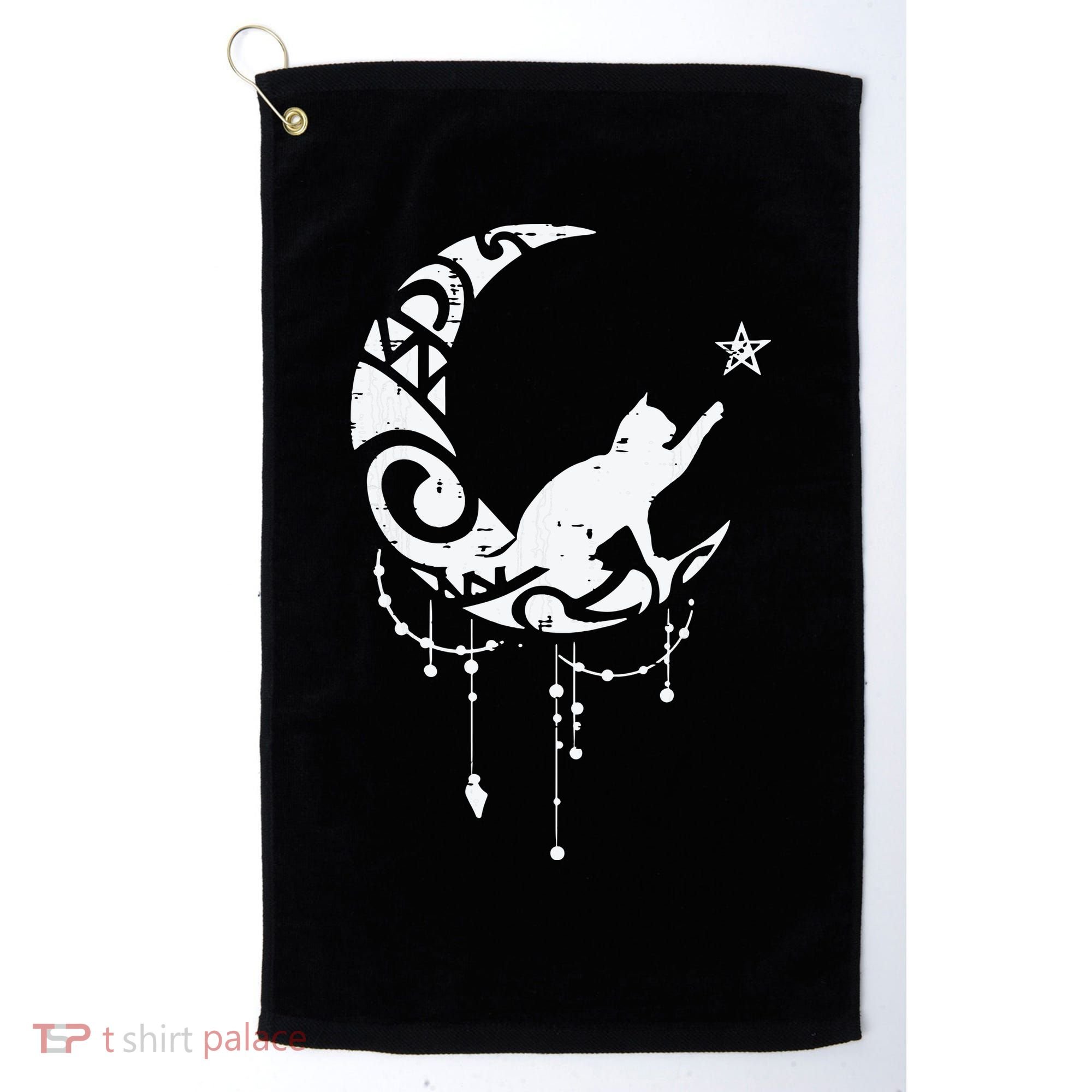 Crescent Moon Cat Star Mystical Celestial Women Girl Golf Towel