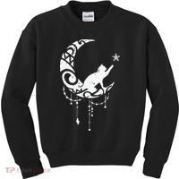 Crescent Moon Cat Star Mystical Celestial Women Girl Kids Sweatshirt thumb 0