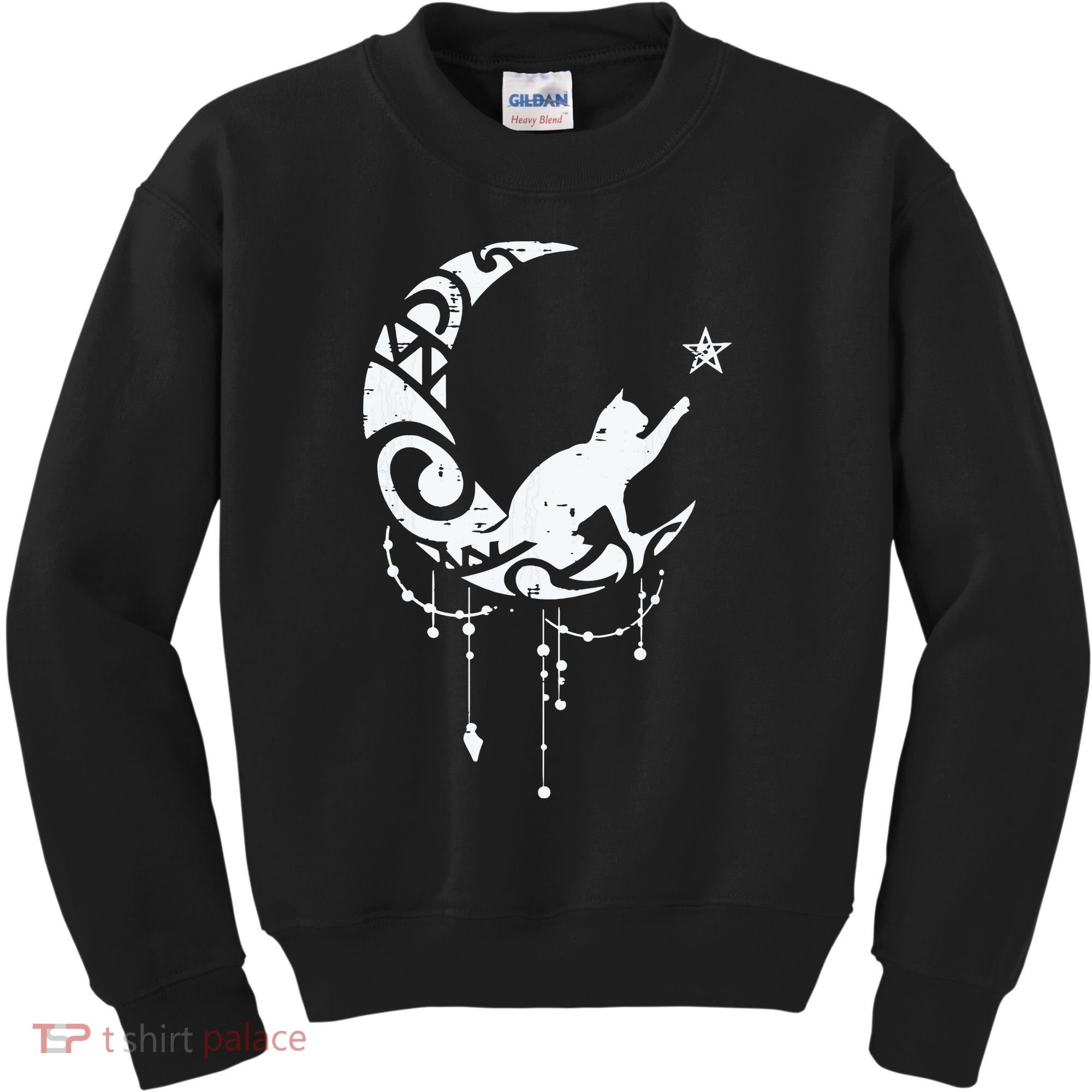 Crescent Moon Cat Star Mystical Celestial Women Girl Kids Sweatshirt