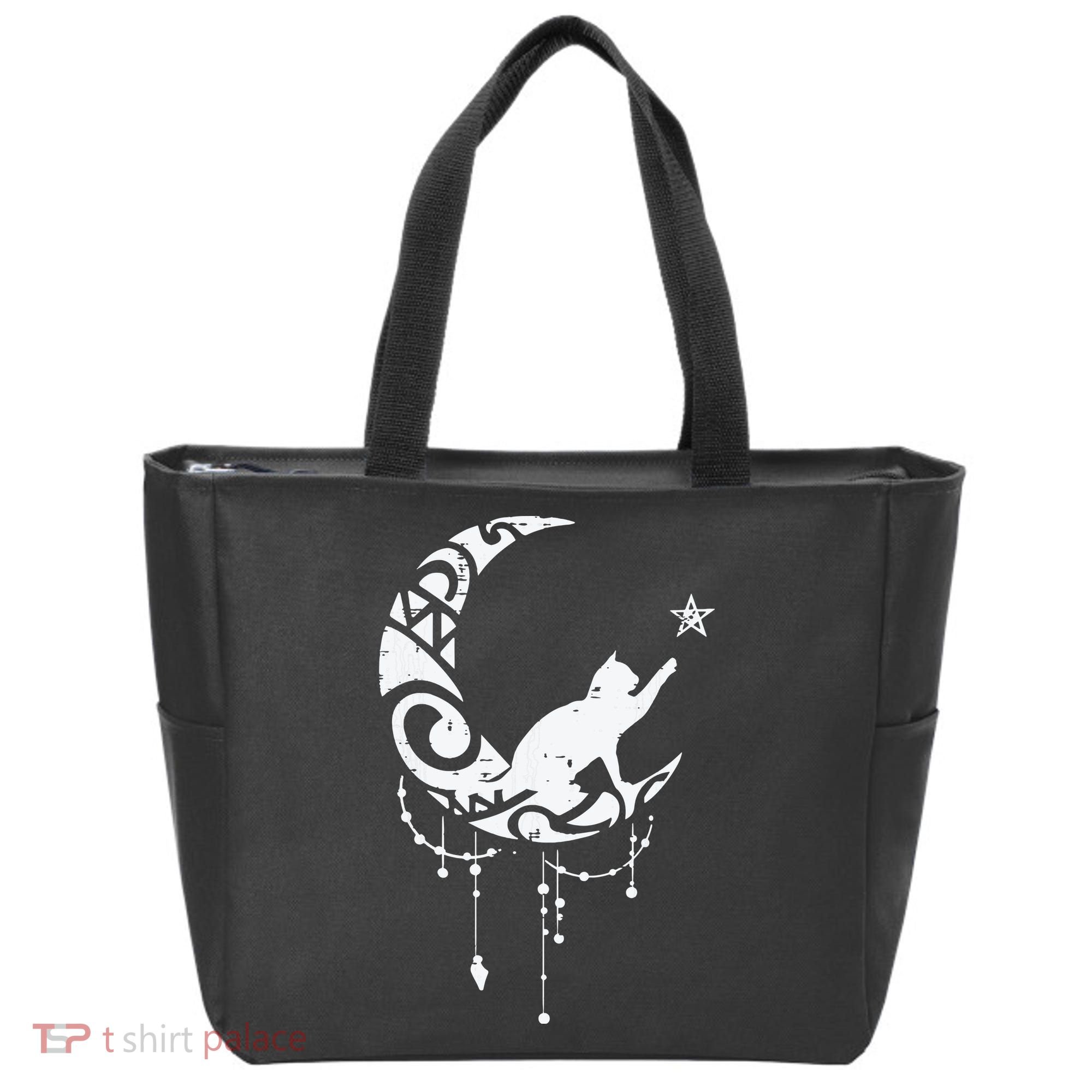 Crescent Moon Cat Star Mystical Celestial Women Girl Tote Bag