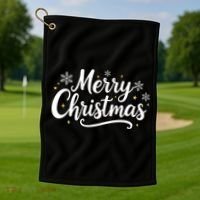 Classical Merry Christmas Golf Towel thumb 1