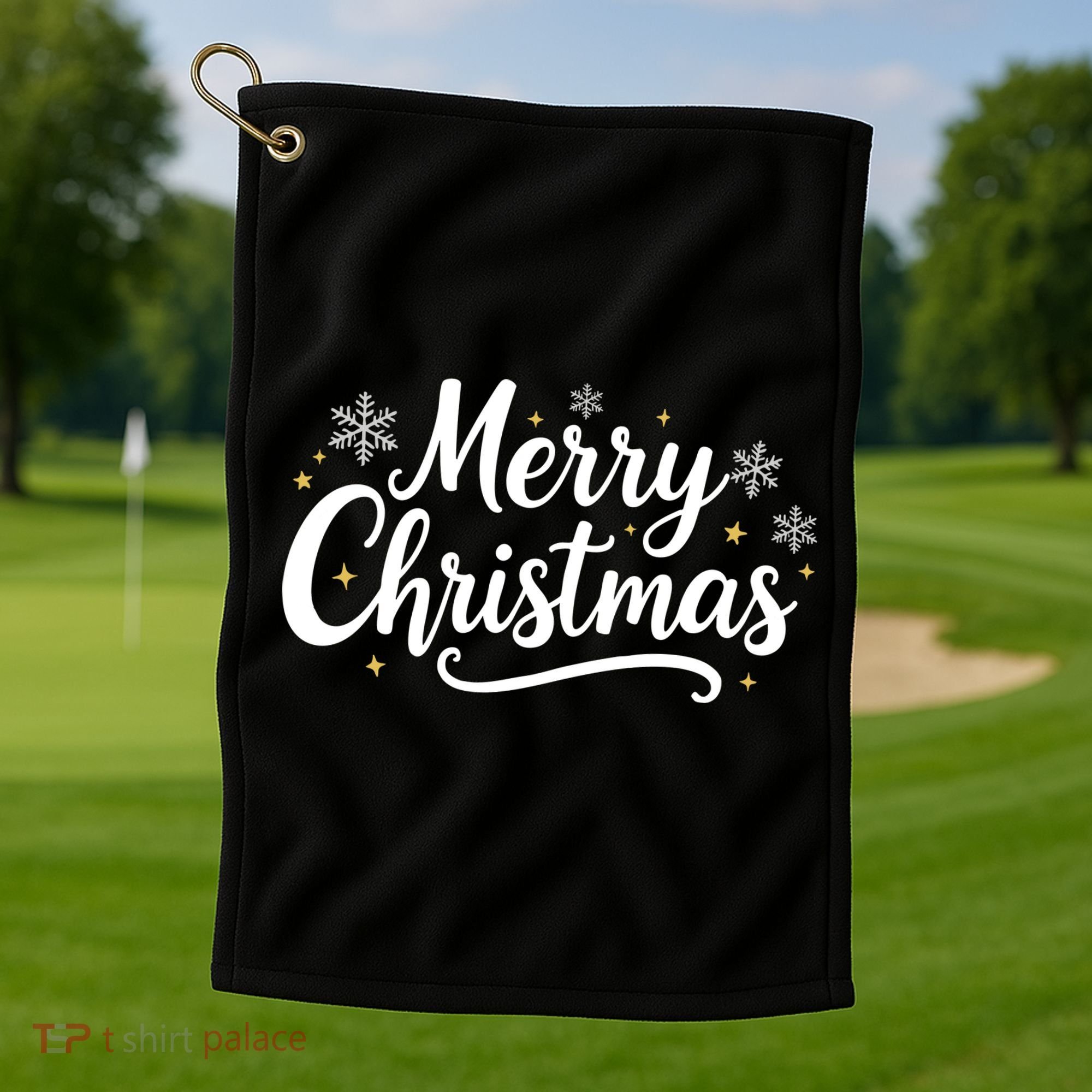 Classical Merry Christmas Golf Towel