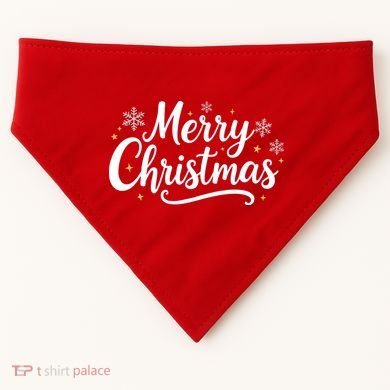 Classical Merry Christmas USA-Made Doggie Bandana