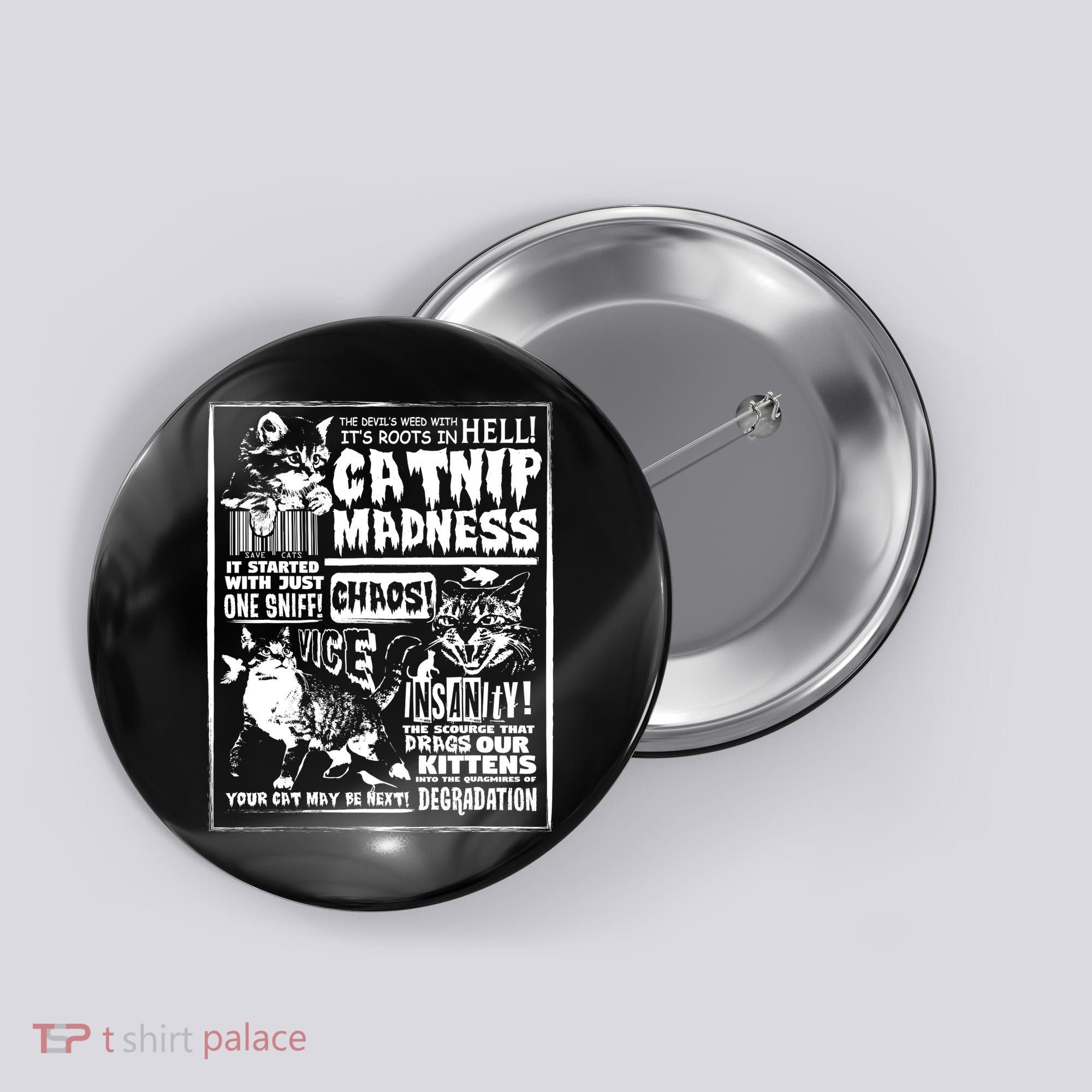 Catnip Madness Cute Kitten Cat Lover Gift For Cat Owners Button