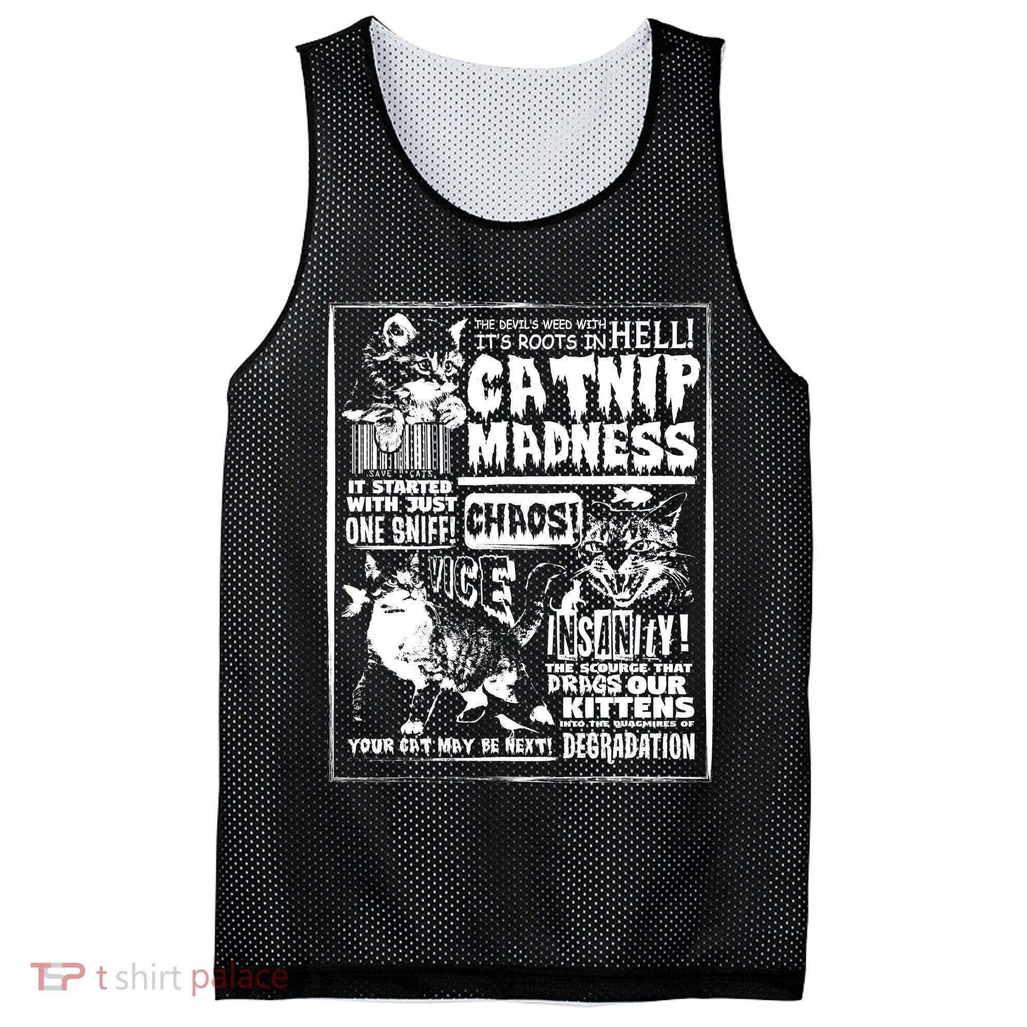 Catnip Madness Cute Kitten Cat Lover Gift For Cat Owners Mesh Reversible Basketball Jersey Tank