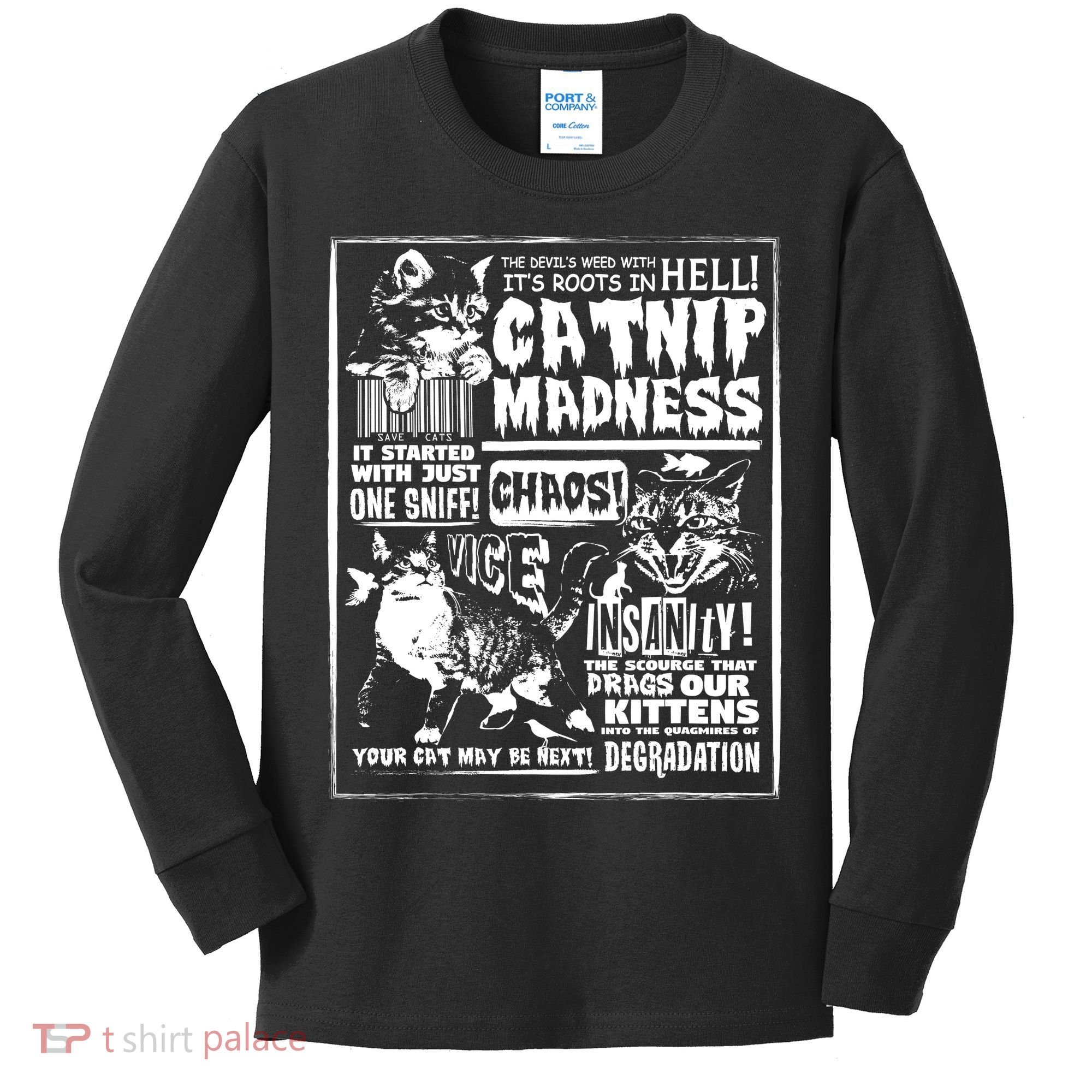 Catnip Madness Cute Kitten Cat Lover Gift For Cat Owners Kids Long Sleeve Shirt
