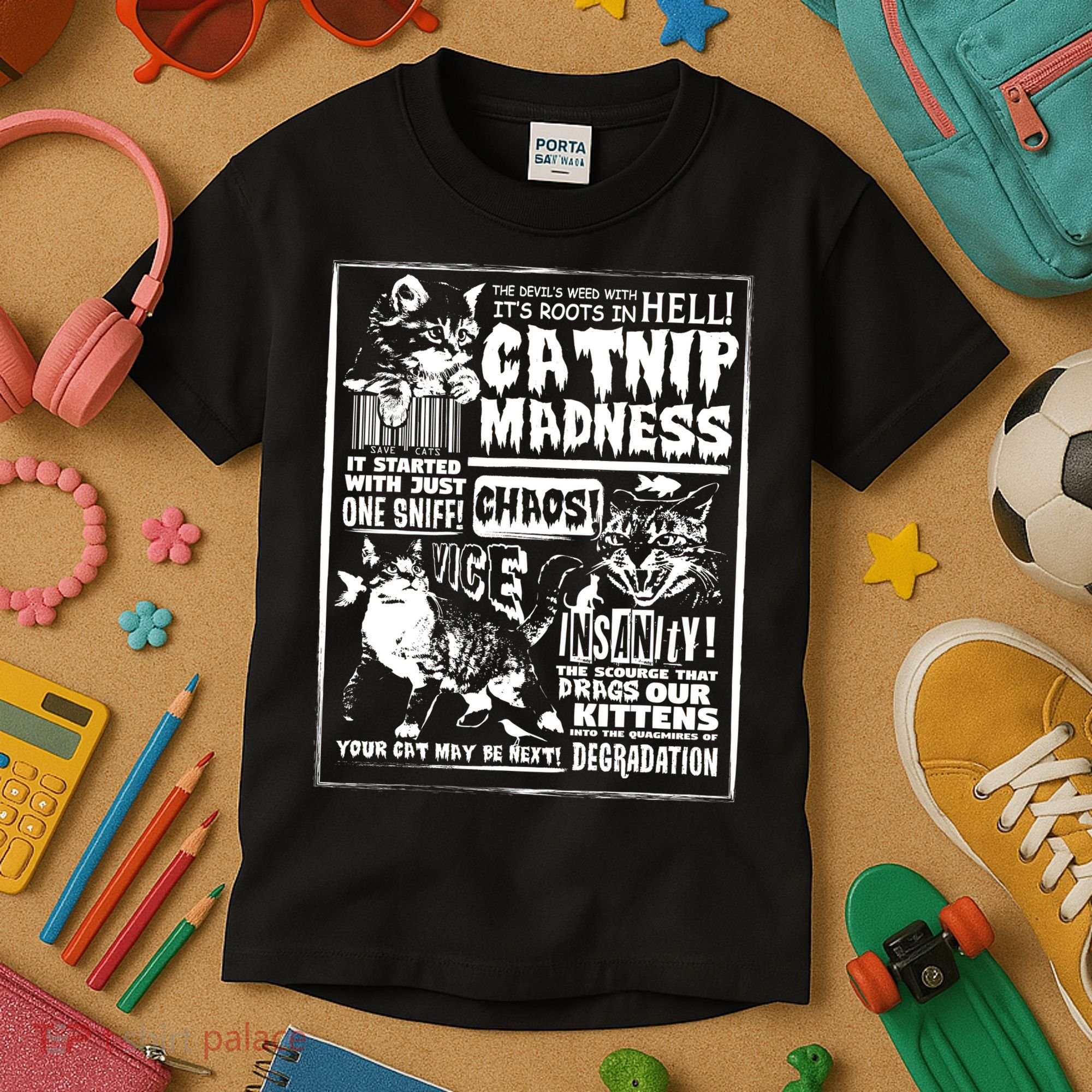 Catnip Madness Cute Kitten Cat Lover Gift For Cat Owners Kids T-Shirt