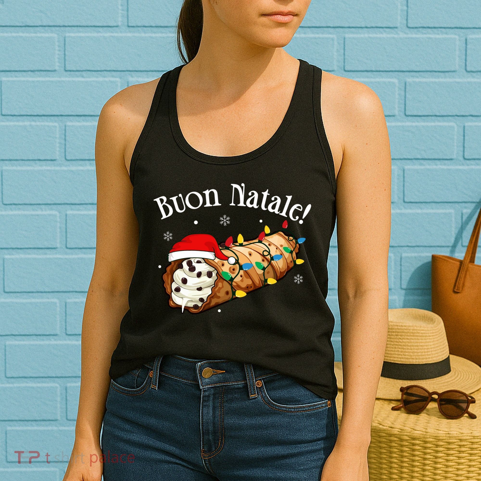 Cannolo Merry Christmas In Italian Buon Natale Long Sleeve Women's Tank Top