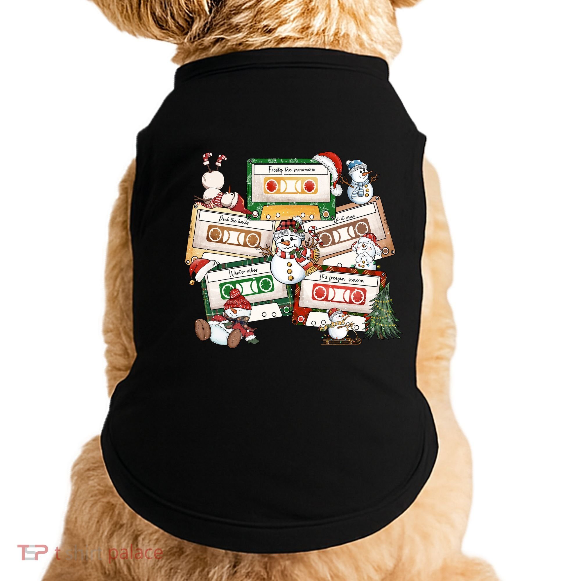 Christmas Music Cassette Tapes Christmas Tree Funny Xmas Gift Doggie Tank