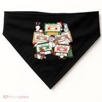Christmas Music Cassette Tapes Christmas Tree Funny Xmas Gift USA-Made Doggie Bandana thumb 0