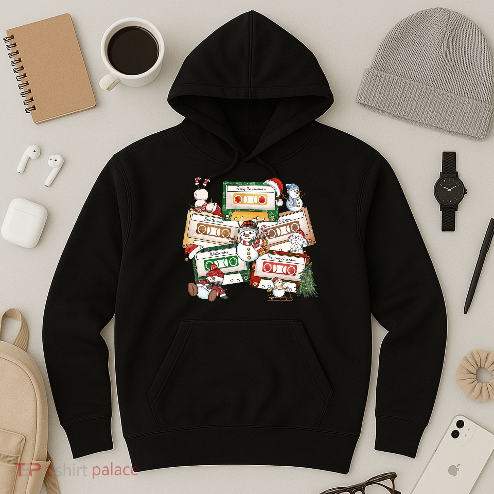 Christmas Music Cassette Tapes Christmas Tree Funny Xmas Gift Hoodie