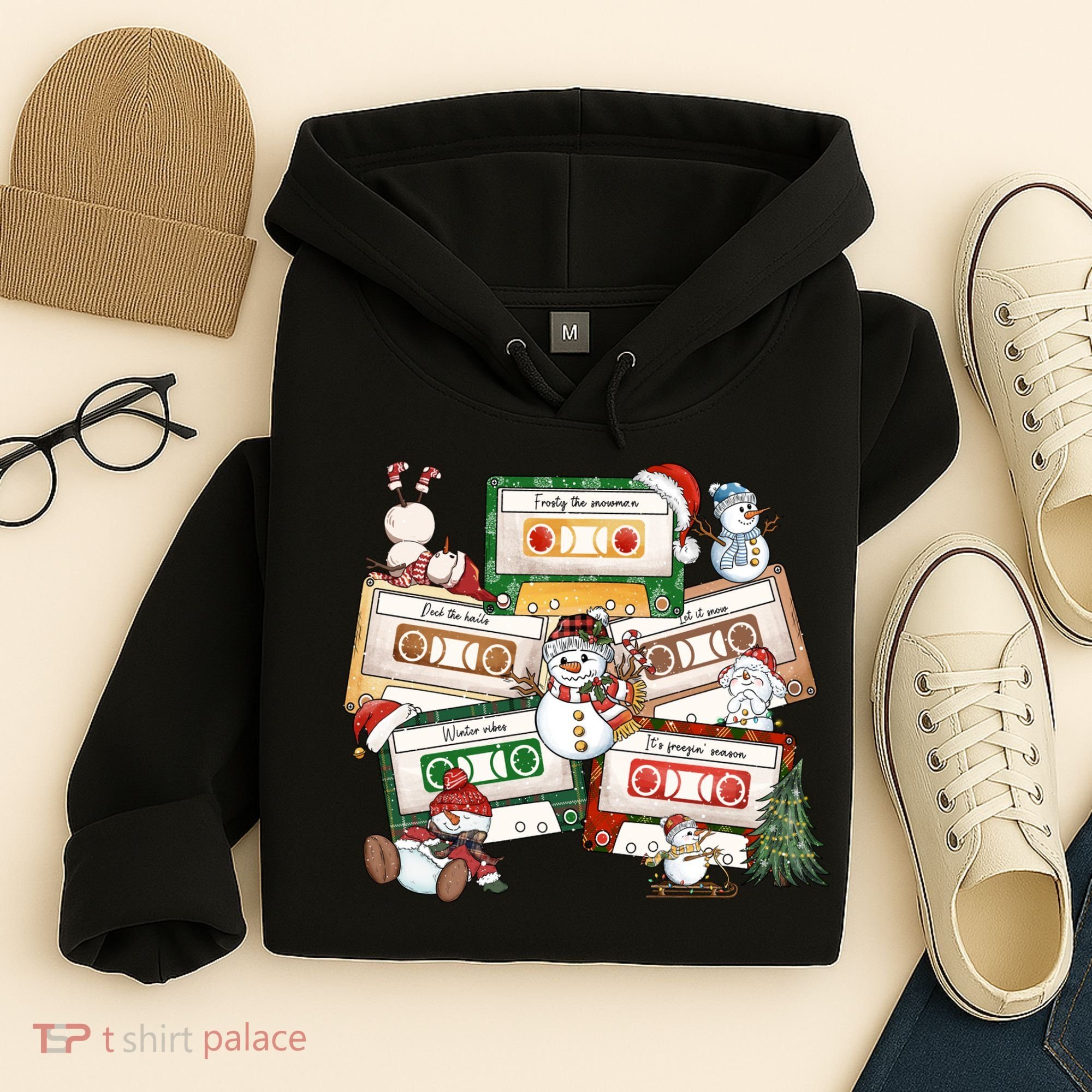 Christmas Music Cassette Tapes Christmas Tree Funny Xmas Gift Hoodie