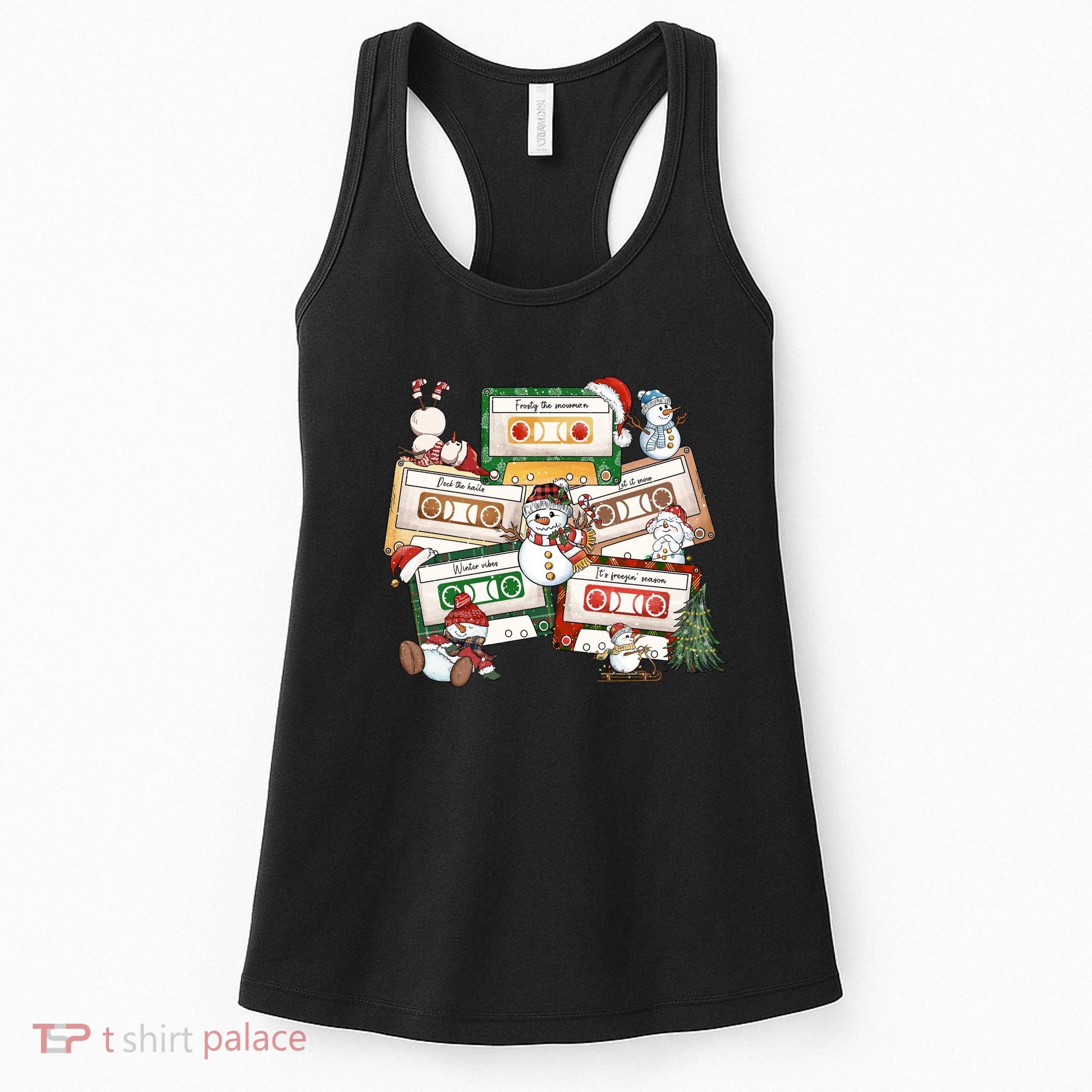 Christmas Music Cassette Tapes Christmas Tree Funny Xmas Gift Women's Tank Top