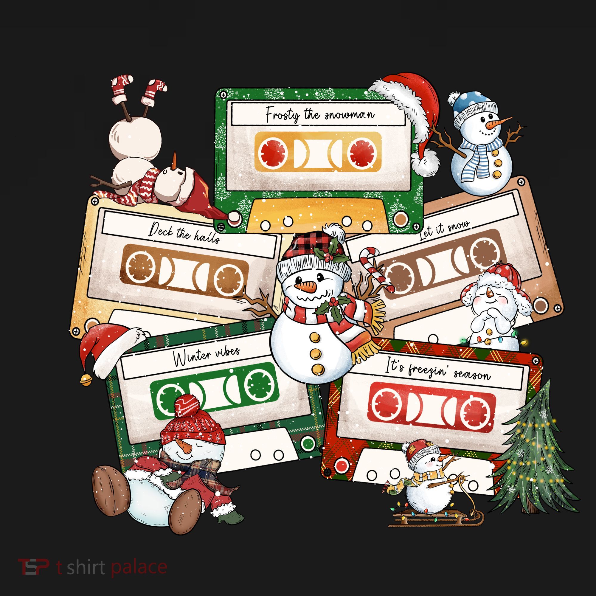 Christmas Music Cassette Tapes Christmas Tree Funny Xmas Gift Women's Tank Top