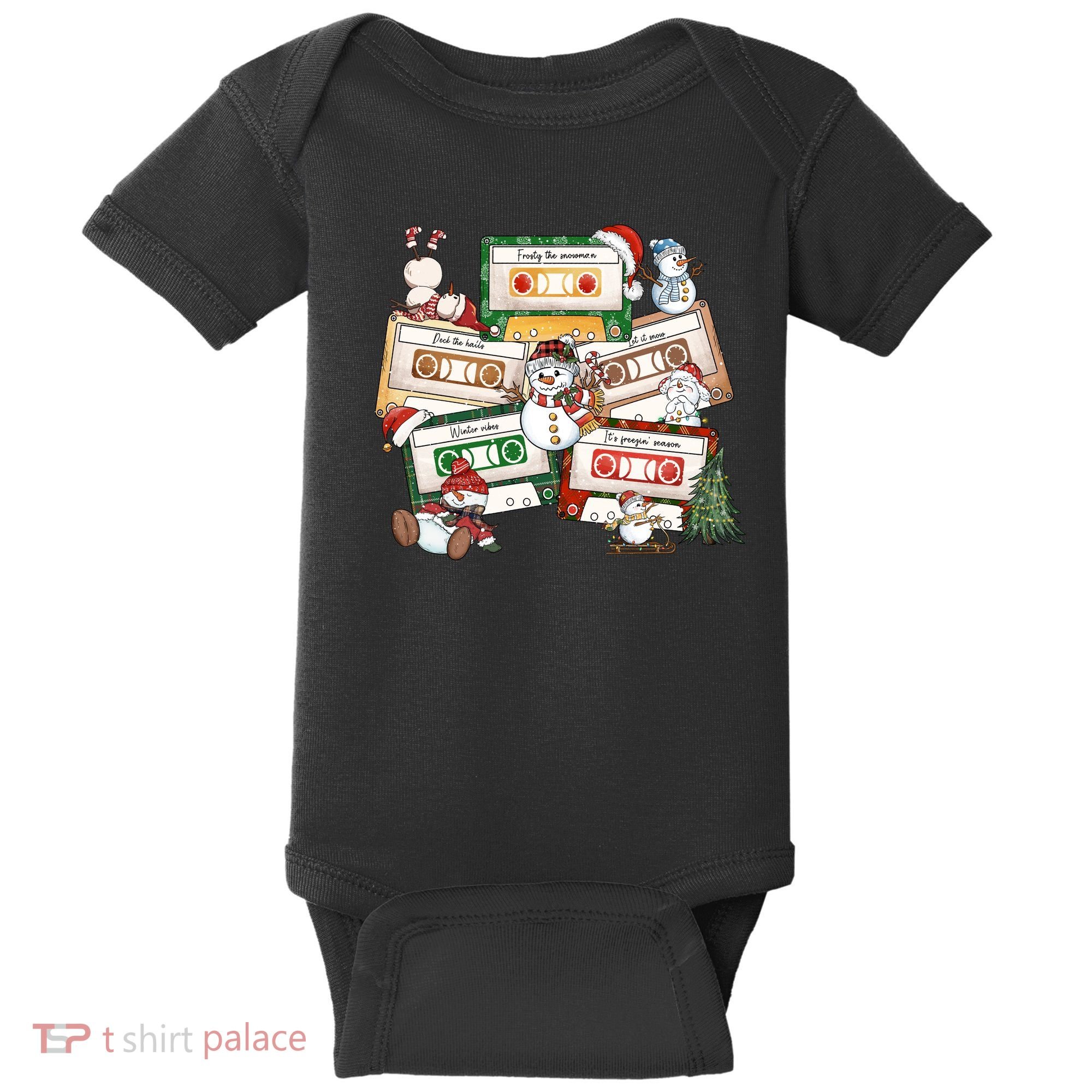 Christmas Music Cassette Tapes Christmas Tree Funny Xmas Gift Baby Bodysuit