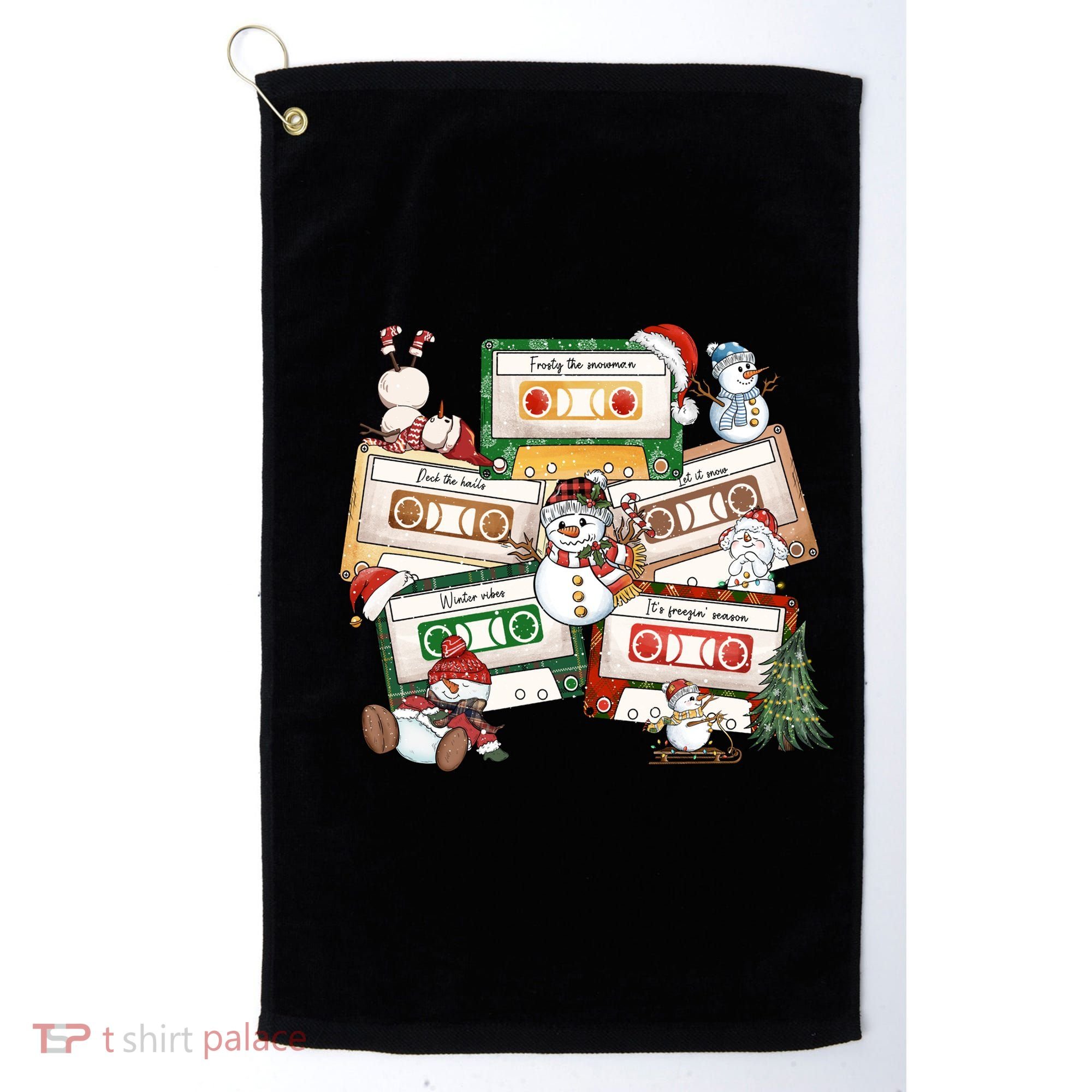 Christmas Music Cassette Tapes Christmas Tree Funny Xmas Gift Golf Towel