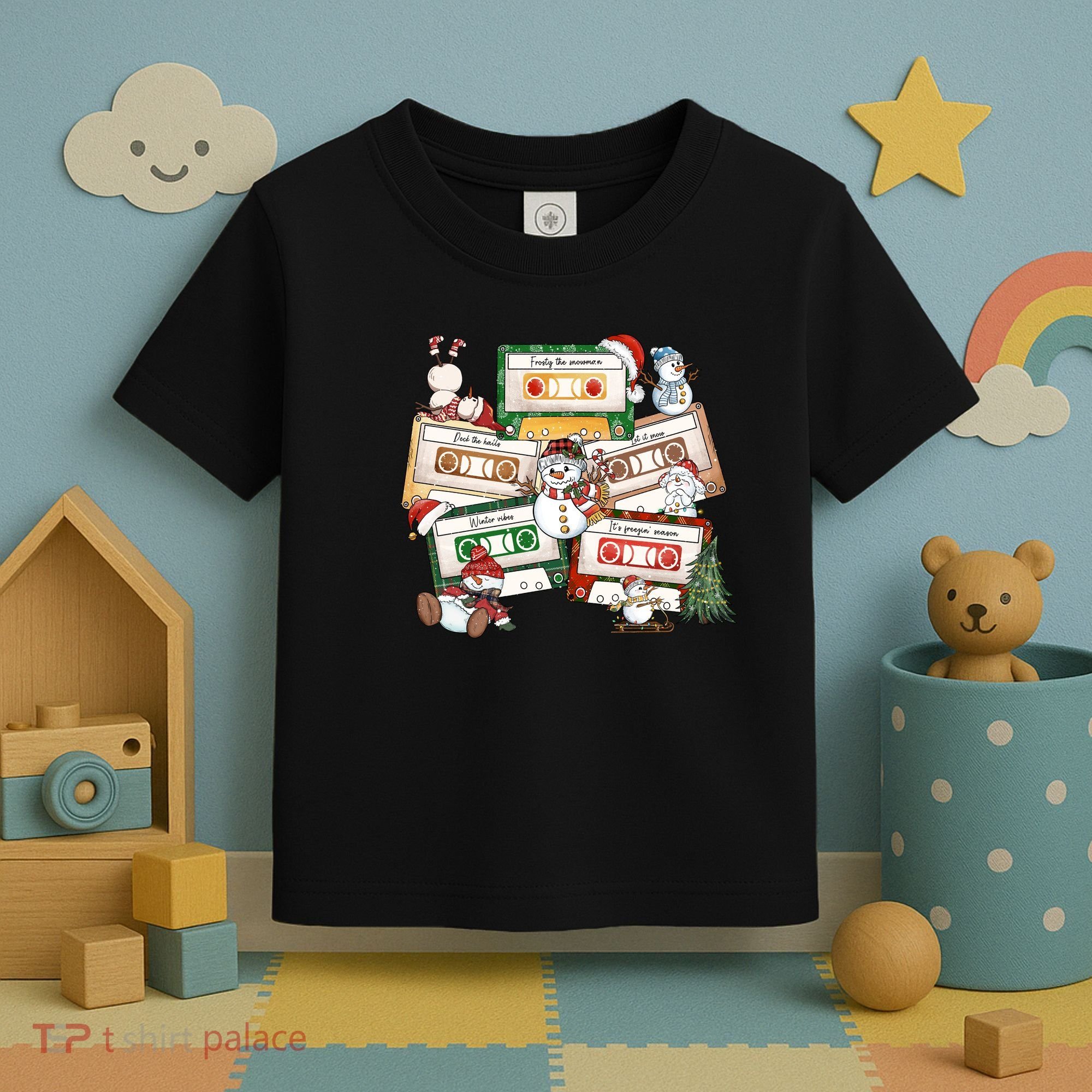 Christmas Music Cassette Tapes Christmas Tree Funny Xmas Gift Toddler T-Shirt