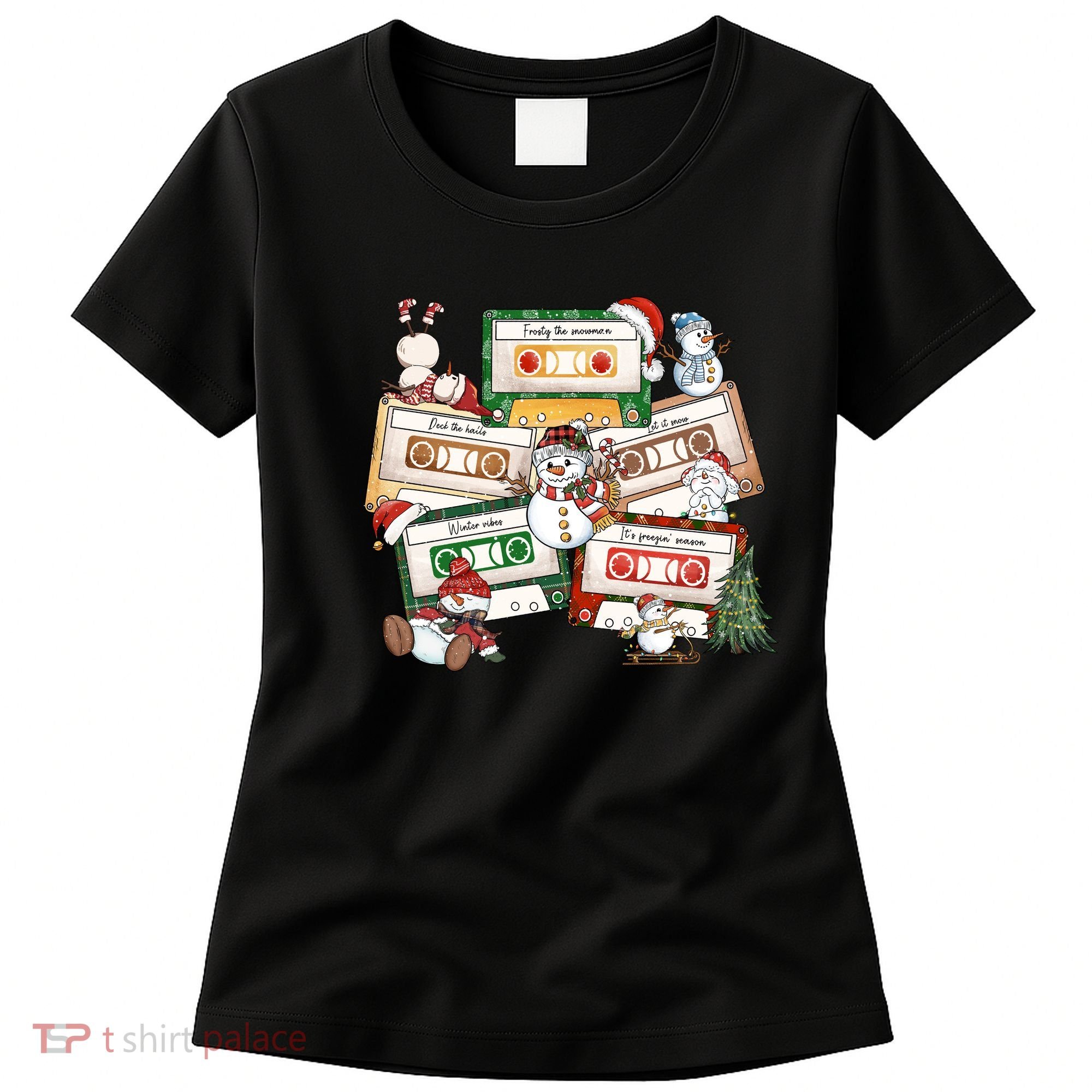 Christmas Music Cassette Tapes Christmas Tree Funny Xmas Gift Women's T-Shirt