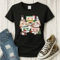 Christmas Music Cassette Tapes Christmas Tree Funny Xmas Gift Women's T-Shirt thumb 3