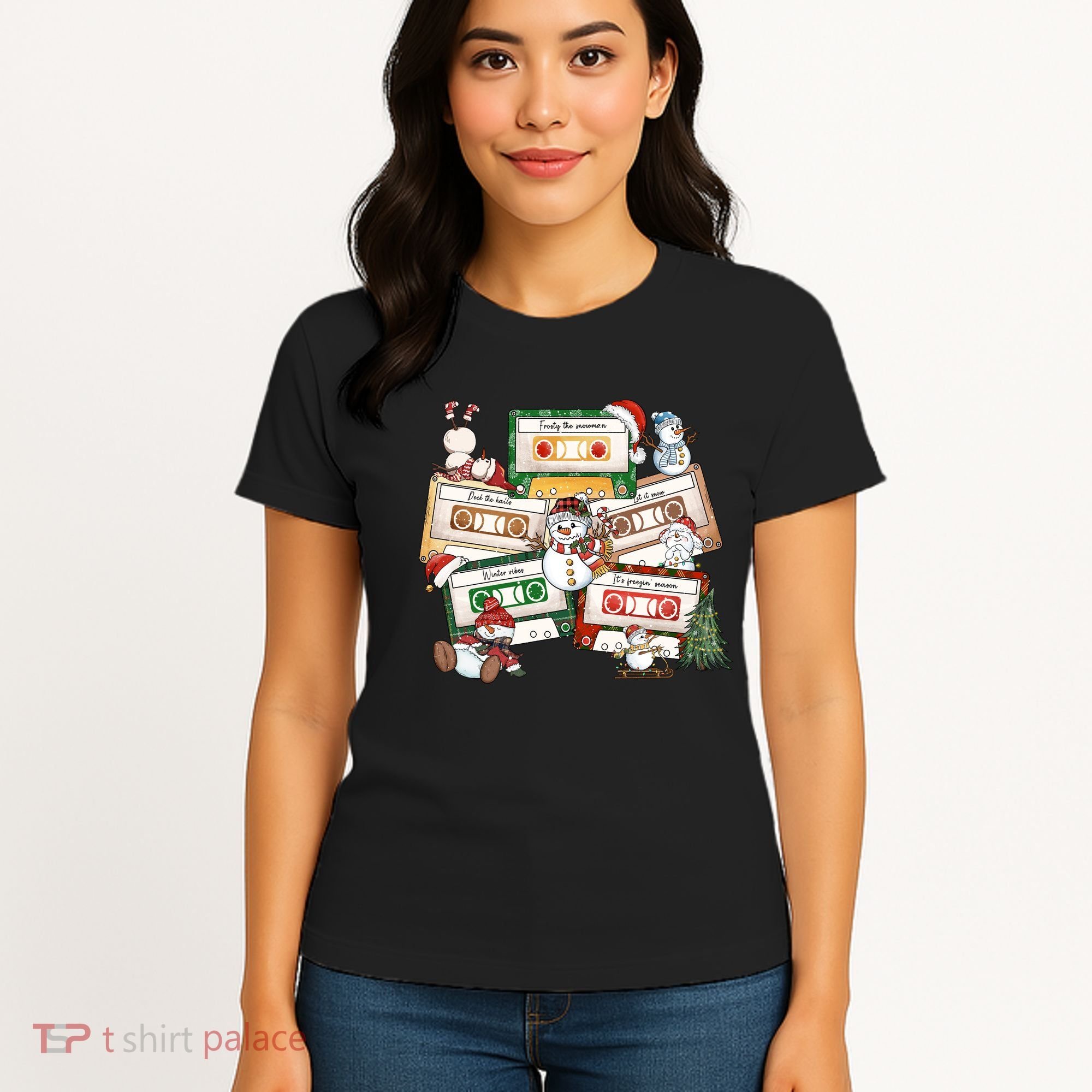 Christmas Music Cassette Tapes Christmas Tree Funny Xmas Gift Women's T-Shirt