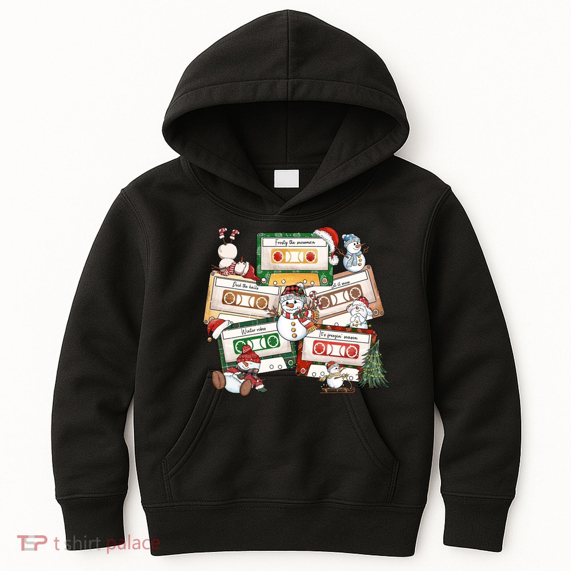 Christmas Music Cassette Tapes Christmas Tree Funny Xmas Gift Kids Hoodie