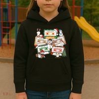 Christmas Music Cassette Tapes Christmas Tree Funny Xmas Gift Kids Hoodie thumb 3
