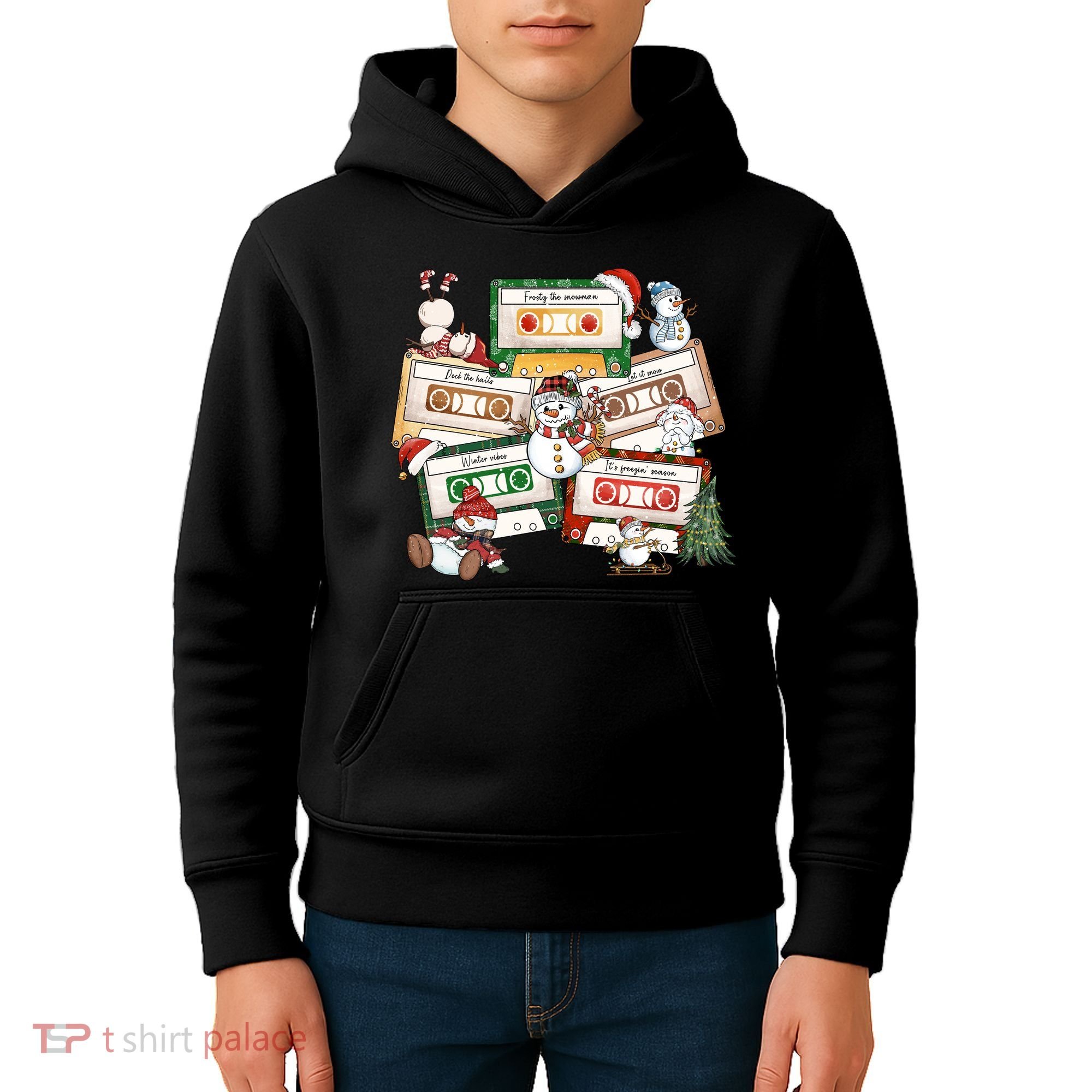 Christmas Music Cassette Tapes Christmas Tree Funny Xmas Gift Kids Hoodie