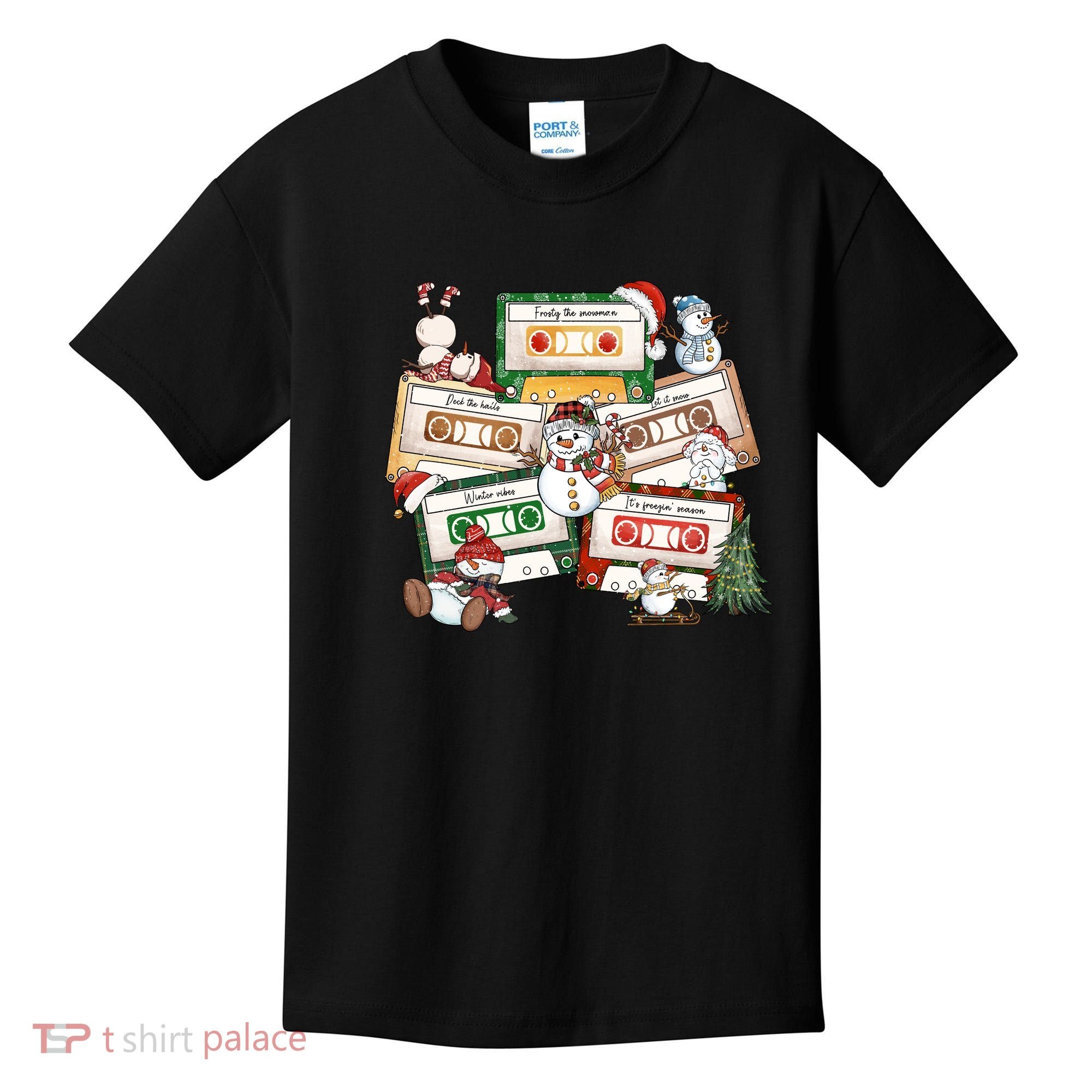 Christmas Music Cassette Tapes Christmas Tree Funny Xmas Gift Kids T-Shirt