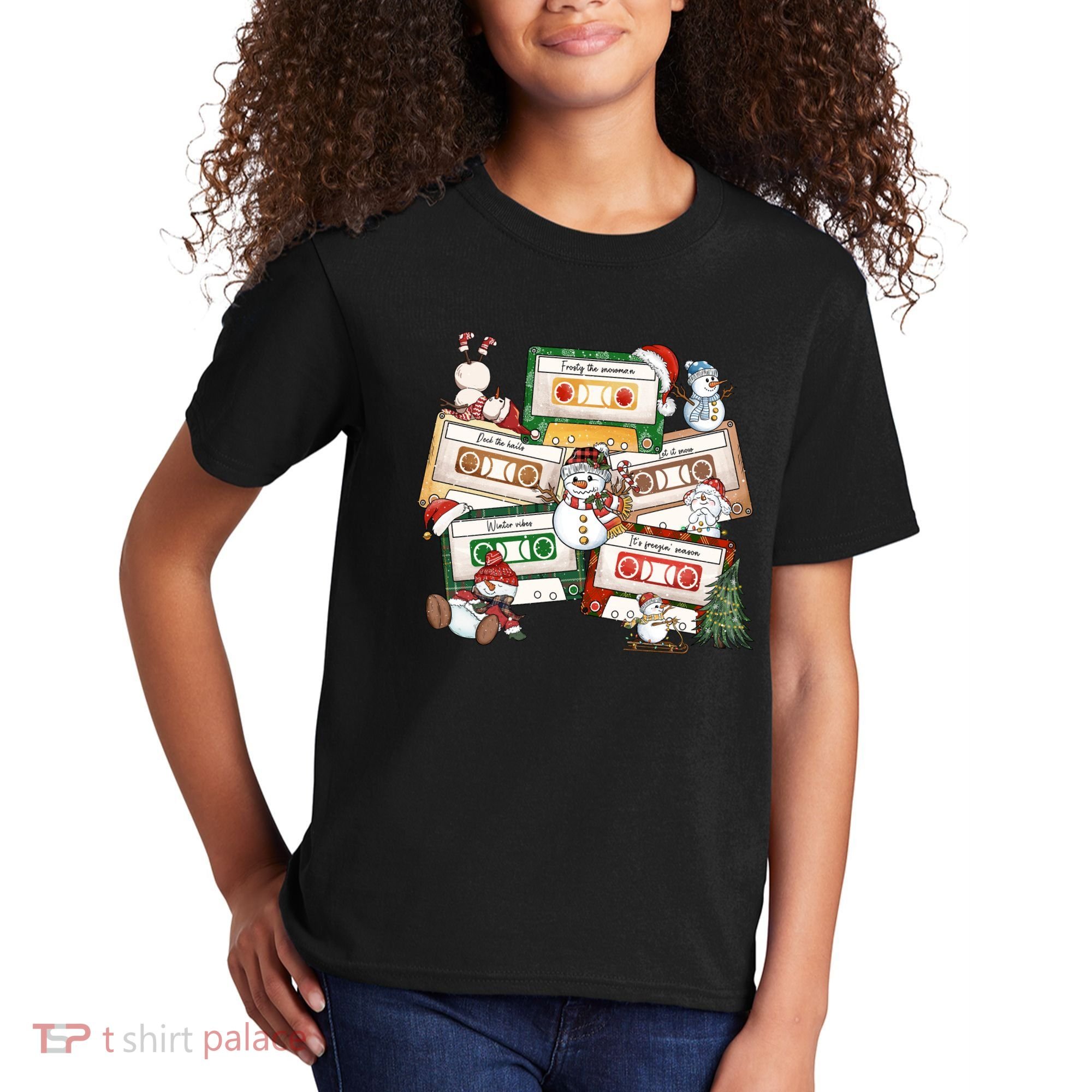 Christmas Music Cassette Tapes Christmas Tree Funny Xmas Gift Kids T-Shirt