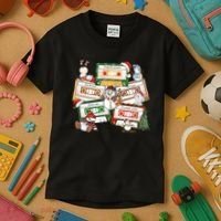 Christmas Music Cassette Tapes Christmas Tree Funny Xmas Gift Kids T-Shirt thumb 3