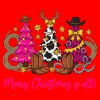 Cowgirl Merry Christmas Y'all Santa Hat thumb 1
