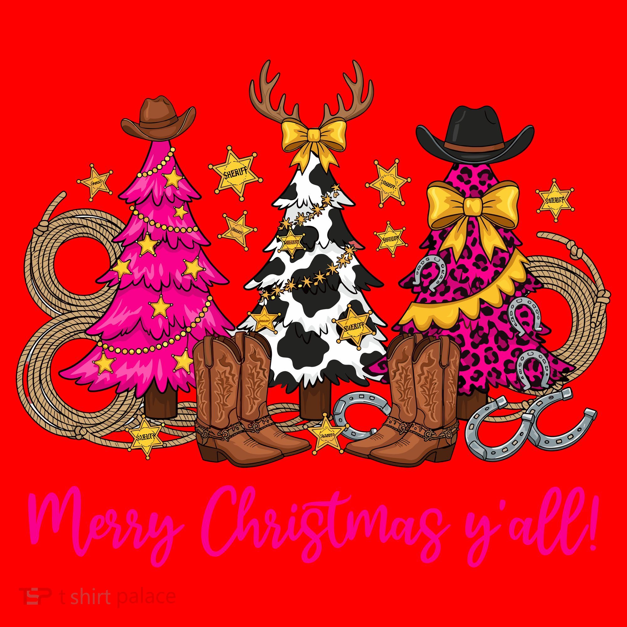 Cowgirl Merry Christmas Y'all Santa Hat