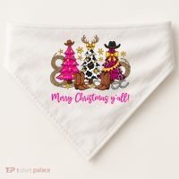 Cowgirl Merry Christmas Y'all USA-Made Doggie Bandana thumb 0