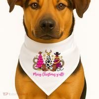 Cowgirl Merry Christmas Y'all USA-Made Doggie Bandana thumb 1
