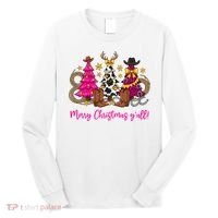 Cowgirl Merry Christmas Y'all Long Sleeve Shirt thumb 0