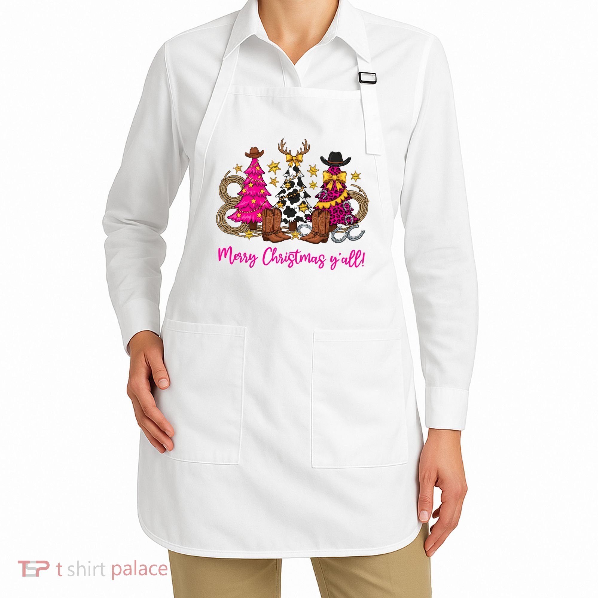 Cowgirl Merry Christmas Y'all Apron