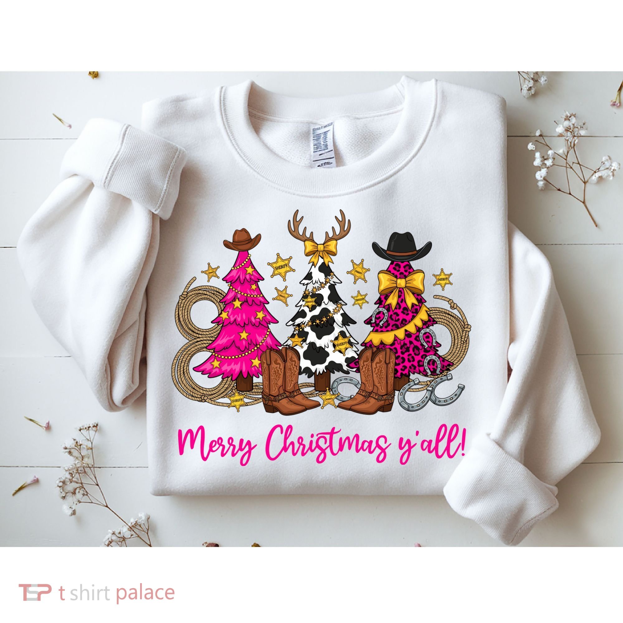 Cowgirl Merry Christmas Y'all Sweatshirt