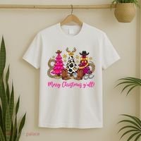 Cowgirl Merry Christmas Y'all T-Shirt thumb 2