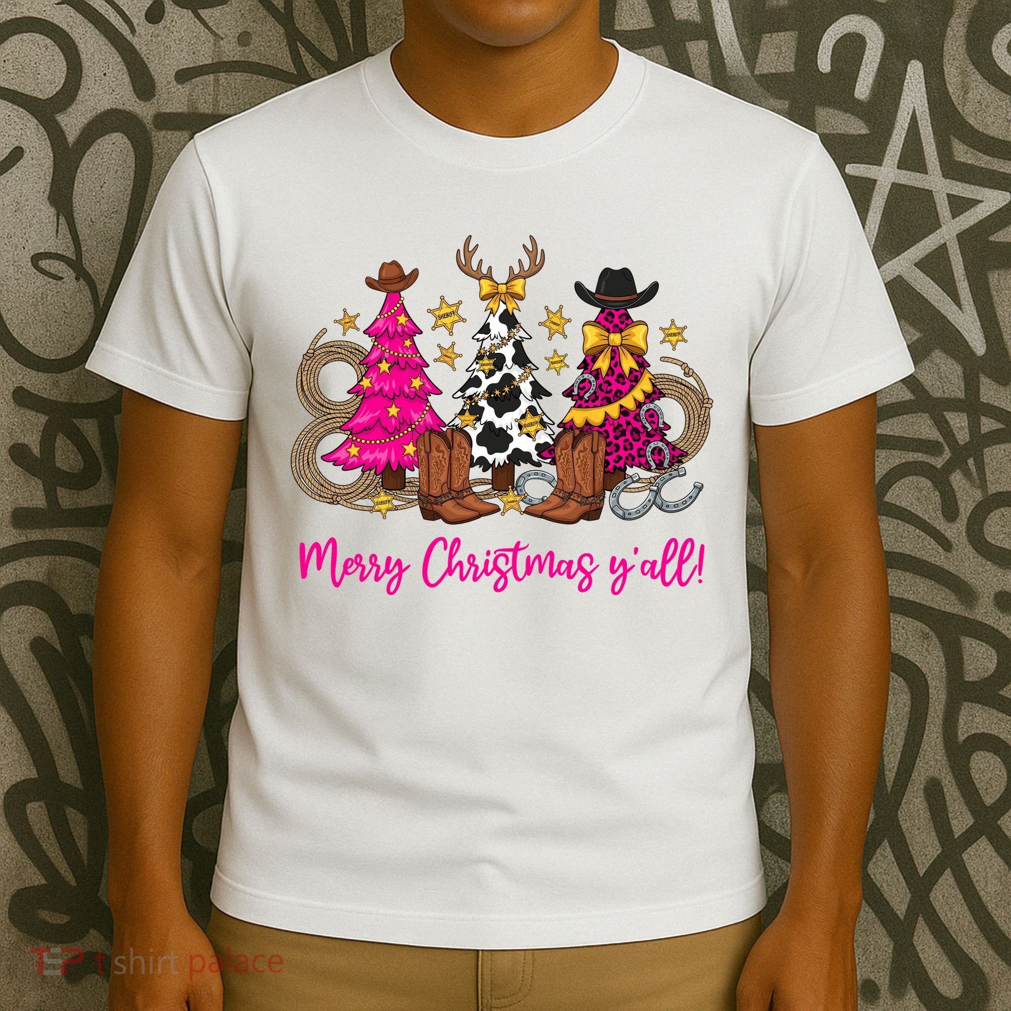 Cowgirl Merry Christmas Y'all T-Shirt