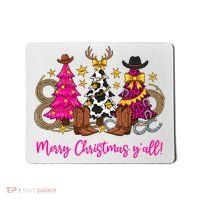Cowgirl Merry Christmas Y'all Mousepad thumb 0