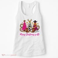 Cowgirl Merry Christmas Y'all Women's Tank Top thumb 0